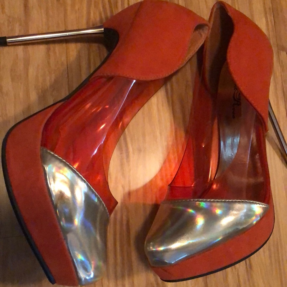 NEW Orange Velvet Heels